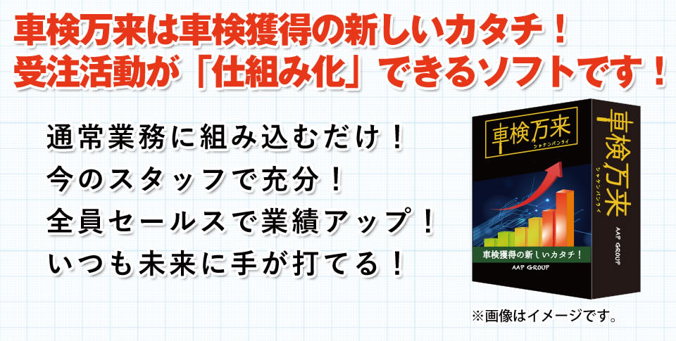 車検万来は車検獲得の新しいカタチ！受注活動が「仕組み化」できるソフトです！